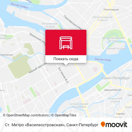 Карта Ст. Метро «Василеостровская»