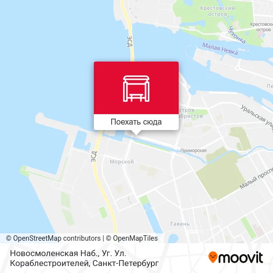 Карта Новосмоленская Наб., Уг. Ул. Кораблестроителей