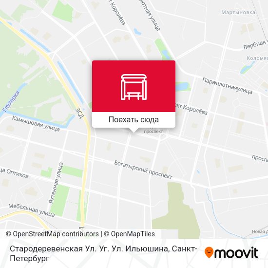 Карта Стародеревенская Ул. Уг. Ул. Ильюшина
