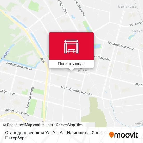 Карта Стародеревенская Ул. Уг. Ул. Ильюшина