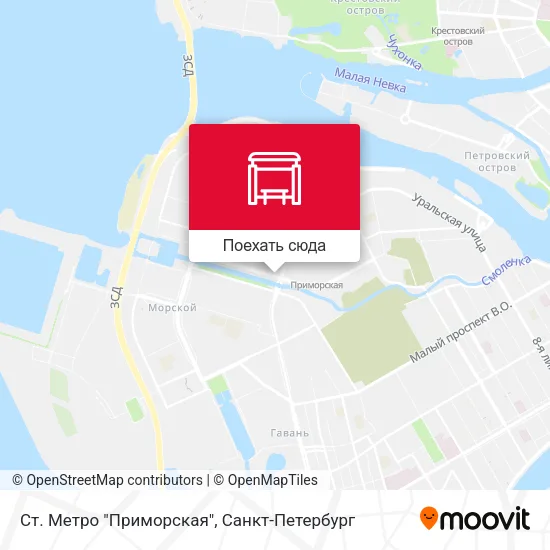 Карта Ст. Метро "Приморская"