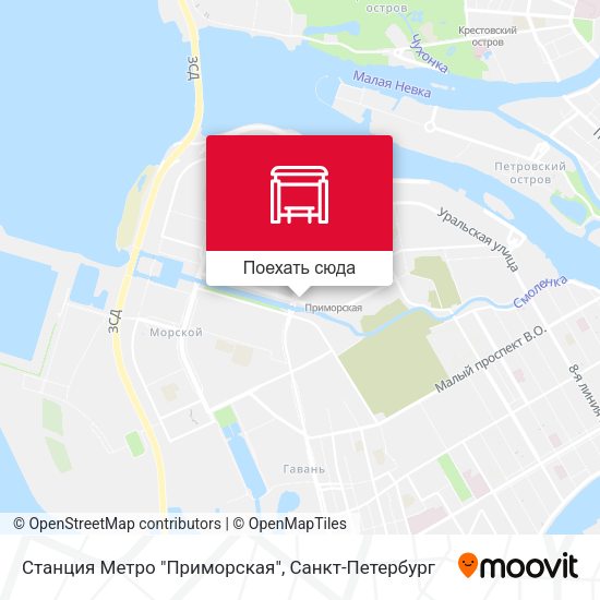 Карта Станция Метро "Приморская"