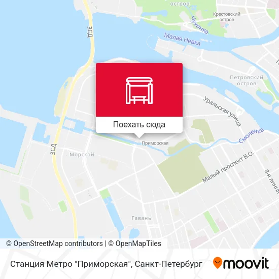 Карта Станция Метро "Приморская"