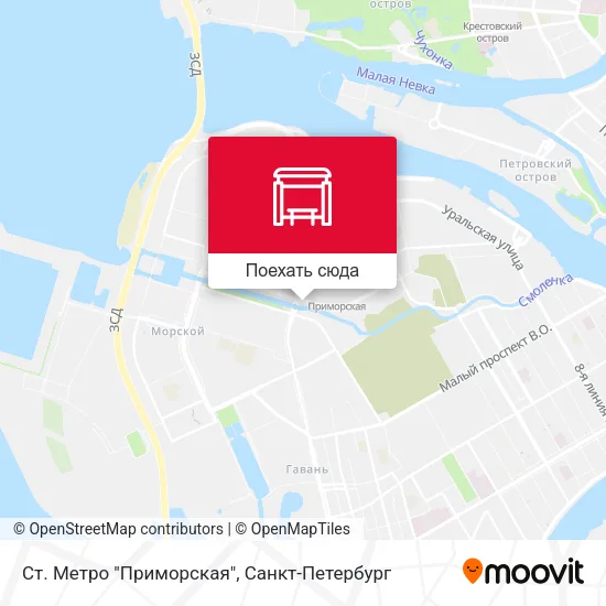 Карта Ст. Метро "Приморская"