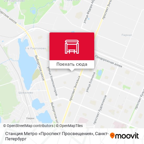 Карта Станция Метро «Проспект Просвещения»