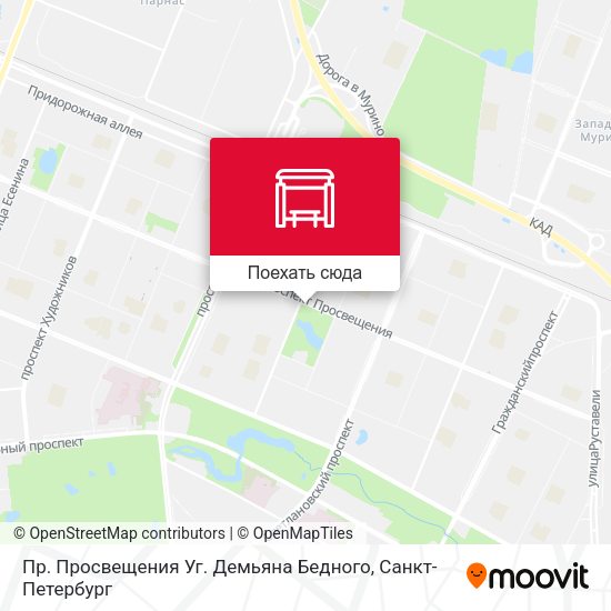 Карта Пр. Просвещения Уг. Демьяна Бедного