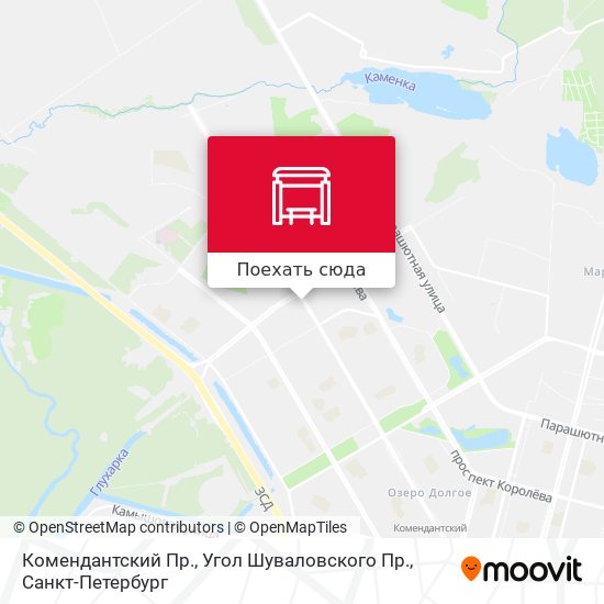 Карта Комендантский Пр., Угол Шуваловского Пр.