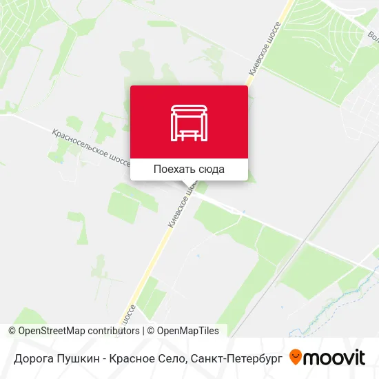 Карта Дорога Пушкин - Красное Село