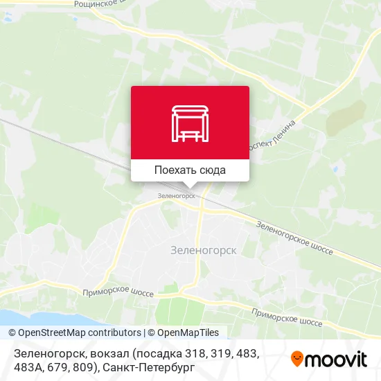 Карта Зеленогорск, вокзал (посадка 318, 319, 483, 483А, 679, 809)