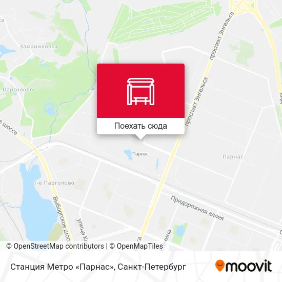 Карта Станция Метро «Парнас»