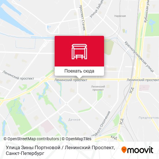 Карта Улица Зины Портновой / Ленинский Проспект