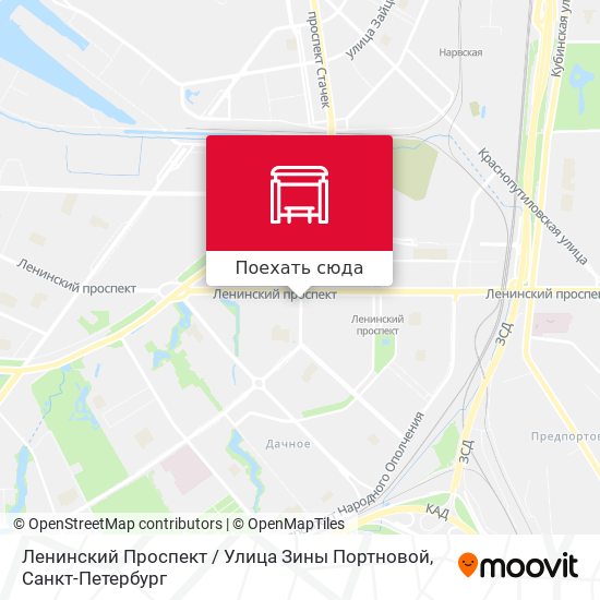 Карта Ленинский Проспект / Улица Зины Портновой