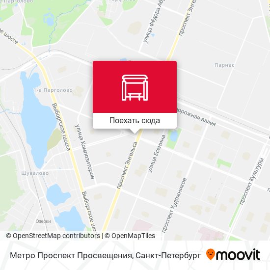 Карта Метро Проспект Просвещения