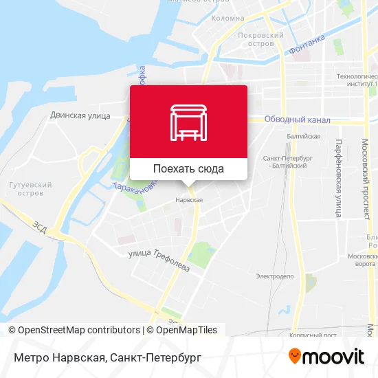 Карта Метро Нарвская