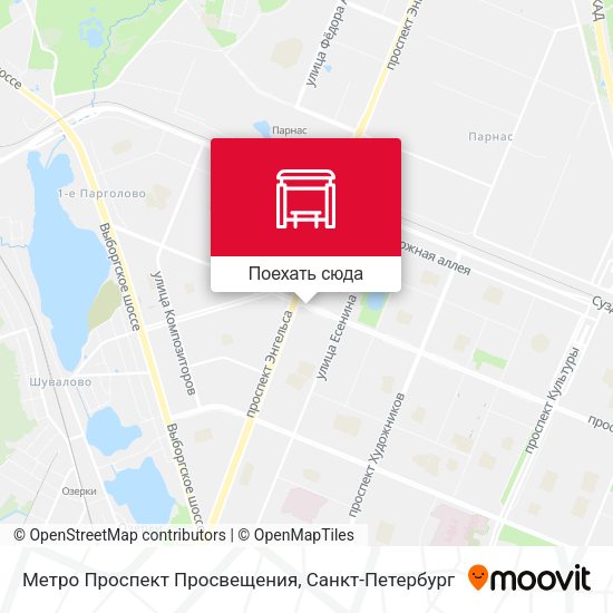 Карта Метро Проспект Просвещения