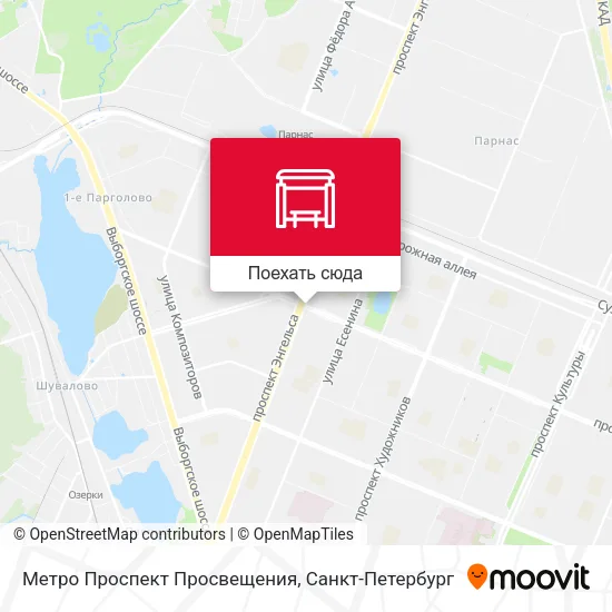 Карта Метро Проспект Просвещения