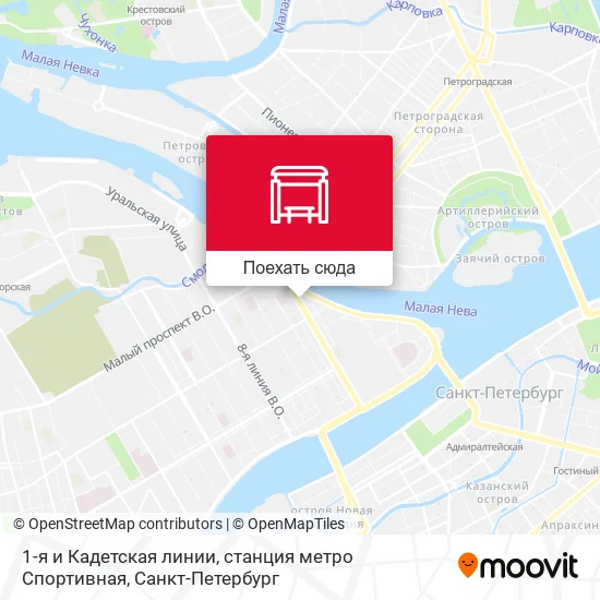 Карта 1-я и Кадетская линии, станция метро Спортивная