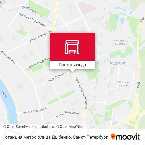 Карта станция метро Улица Дыбенко