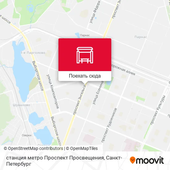 Карта станция метро Проспект Просвещения