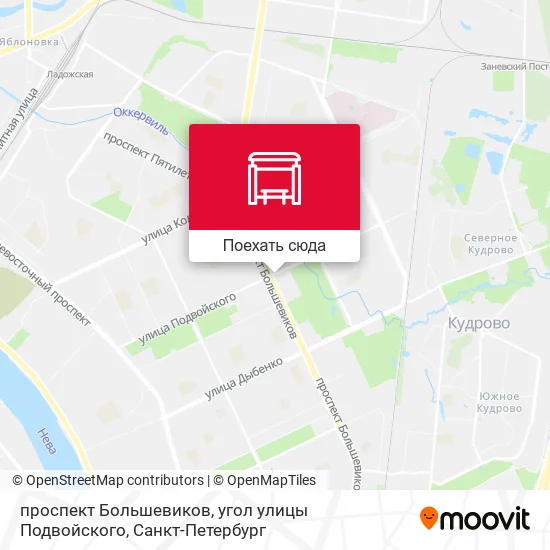 Карта проспект Большевиков, угол улицы Подвойского