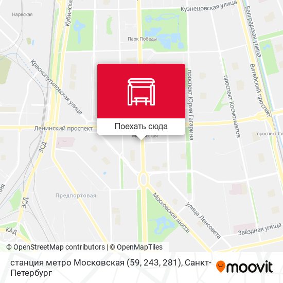 Карта станция метро Московская (59, 243, 281)