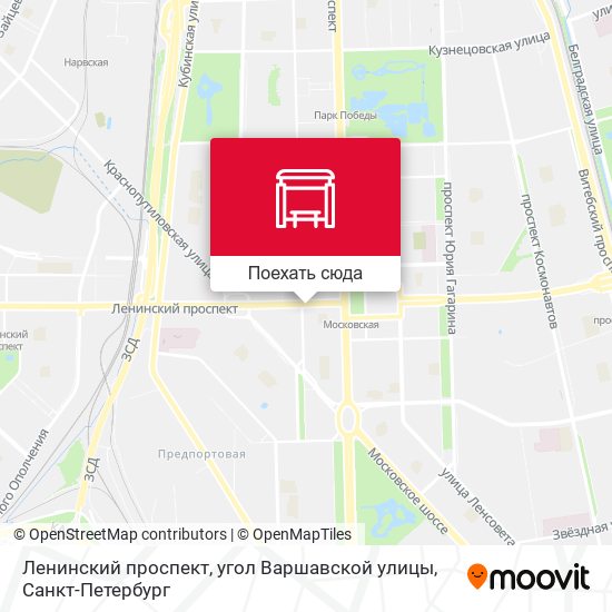 Карта Ленинский проспект, угол Варшавской улицы