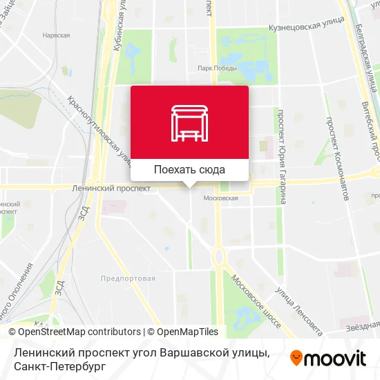 Карта Ленинский проспект угол Варшавской улицы