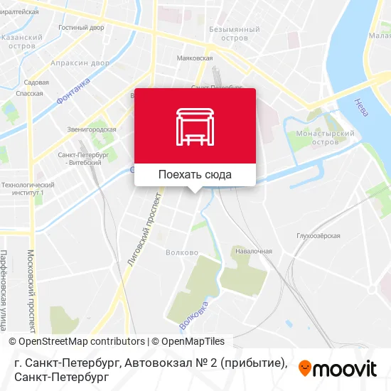 Карта г. Санкт-Петербург, Автовокзал № 2 (прибытие)