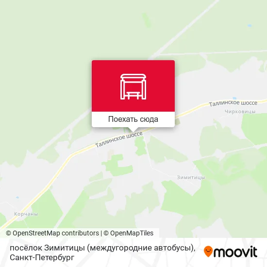 Карта посёлок Зимитицы (междугородние автобусы)