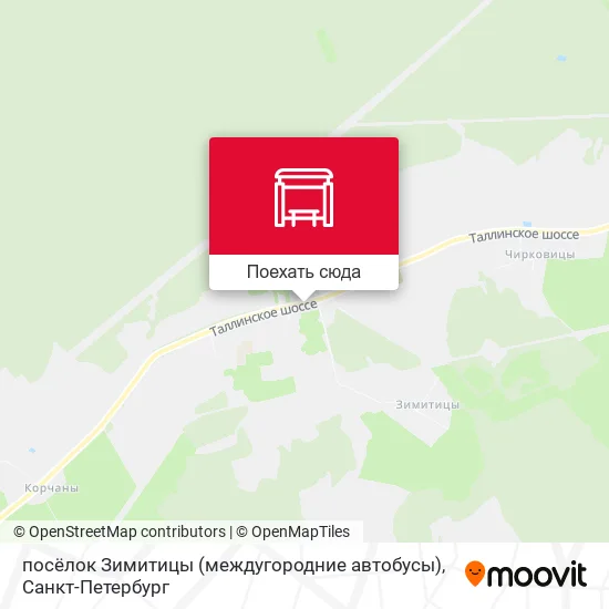 Карта посёлок Зимитицы (междугородние автобусы)