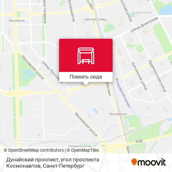 Карта Дунайский проспект, угол проспекта Космонавтов