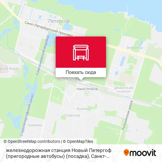 Карта железнодорожная станция Новый Петергоф (пригородные автобусы) (посадка)