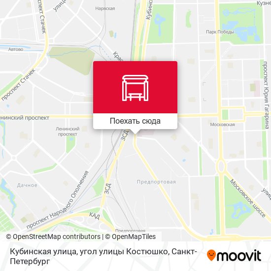Карта Кубинская улица, угол улицы Костюшко