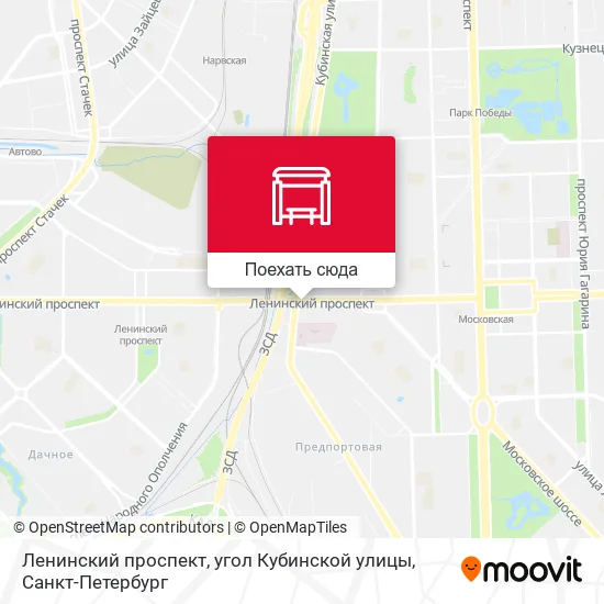 Карта Ленинский проспект, угол Кубинской улицы
