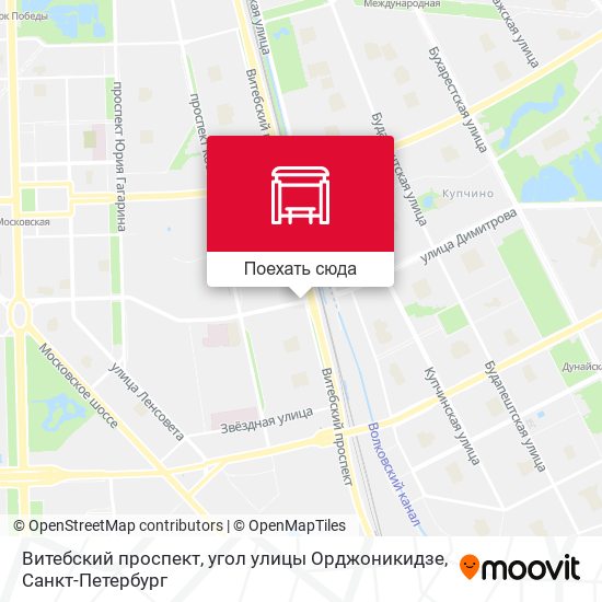 Карта Витебский проспект, угол улицы Орджоникидзе