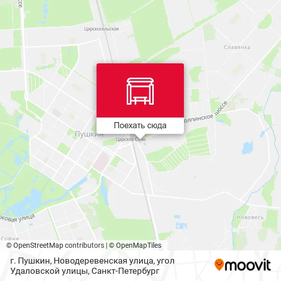 Карта г. Пушкин, Новодеревенская улица, угол Удаловской улицы