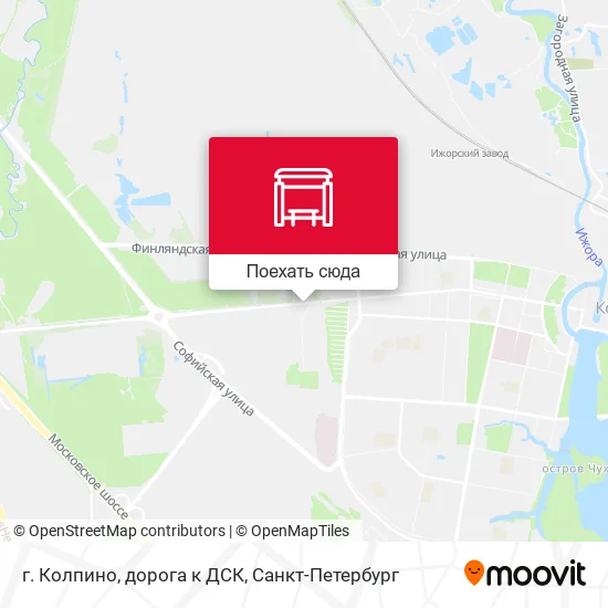 Карта г. Колпино, дорога к ДСК
