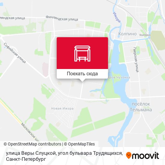 Карта улица Веры Слуцкой, угол бульвара Трудящихся
