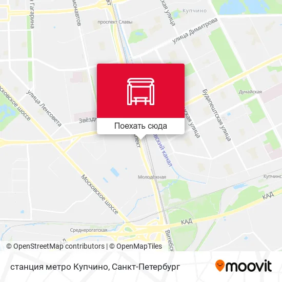 Карта станция метро Купчино