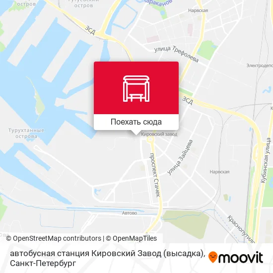 Карта автобусная станция Кировский Завод (высадка)