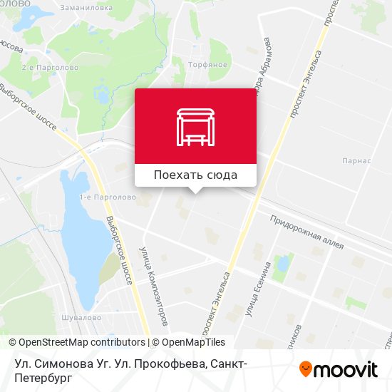 Карта Ул. Симонова Уг. Ул. Прокофьева