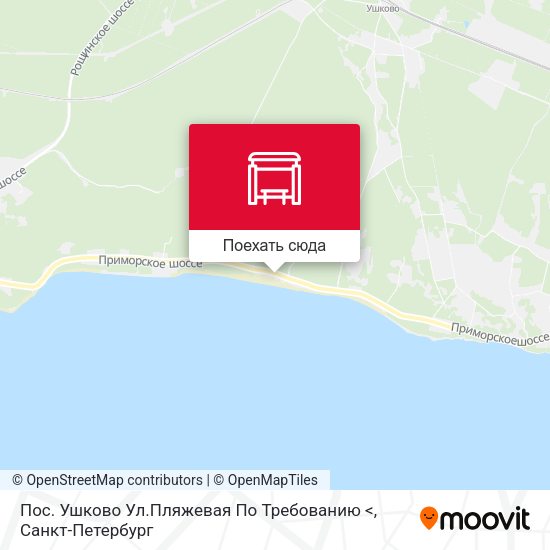 Карта Пос. Ушково Ул.Пляжевая  По Требованию  <