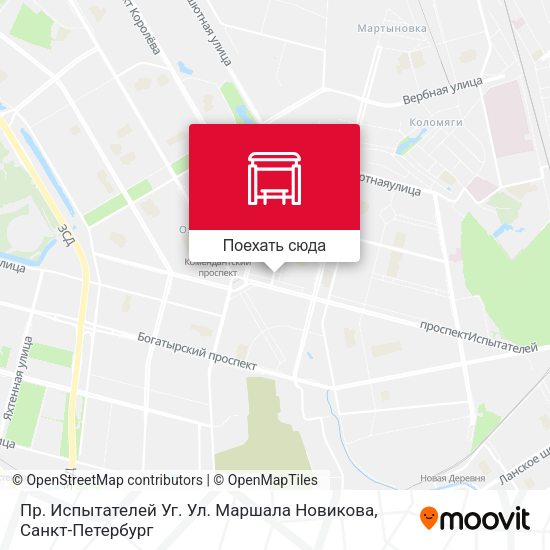 Карта Пр. Испытателей Уг. Ул. Маршала Новикова