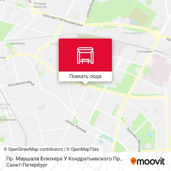 Карта Пр. Маршала Блюхера У Кондратьевского Пр.