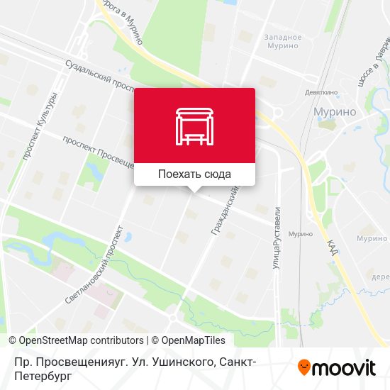 Карта Пр. Просвещенияуг. Ул. Ушинского