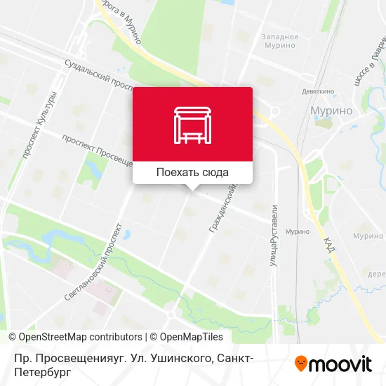 Карта Пр. Просвещенияуг. Ул. Ушинского