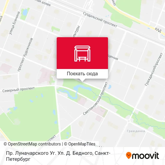 Карта Пр. Луначарского Уг. Ул. Д. Бедного