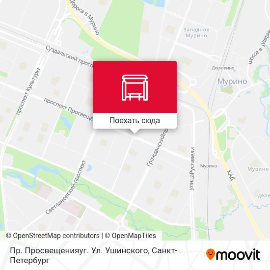 Карта Пр. Просвещенияуг. Ул. Ушинского