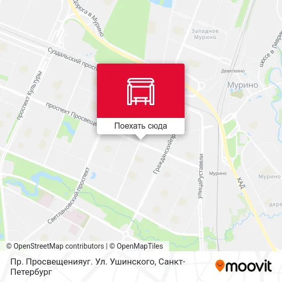 Карта Пр. Просвещенияуг. Ул. Ушинского