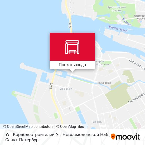 Карта Ул. Кораблестроителей Уг. Новосмоленской Наб.